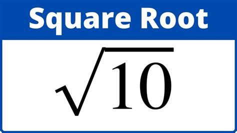 √10 ≈ 3.1623 How to Calculate the Square Root of 10 with a Computer On a computer you can also calculate the square root of 10 using Excel, Numbers, or Google Sheets and the …